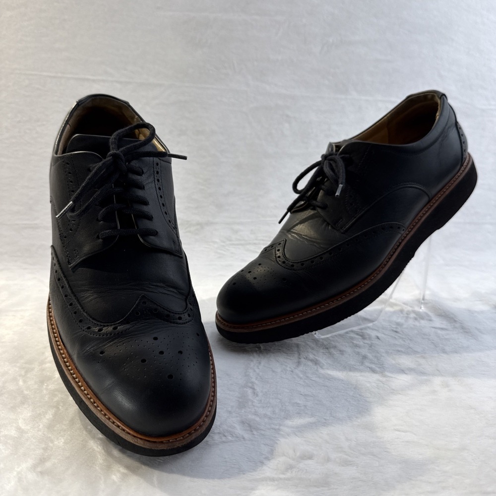 Samuel Hubbard Black Leather Tipping Point Oxford Shoes M2130-048‎ - Men's 10